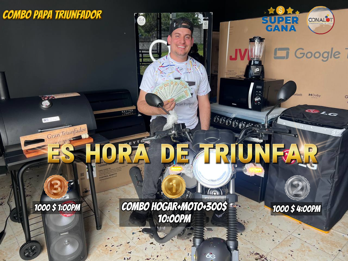 PAPA TRIUFNADOR / 1ER PREMIO (10:00PM) UN COMBO HOGAR ELEGANTE+MOTO 0KM+300 $ / 2DO PREMIO 1000$ / 3ER PREMIO 1000$ TRIUNFACONZEILA JUEGA POR LA LOTERIA DEL TACHIRA RESULTADOS SUPER GANA 22/06/25 "DONDE TODOS SOMOS GANADORES"