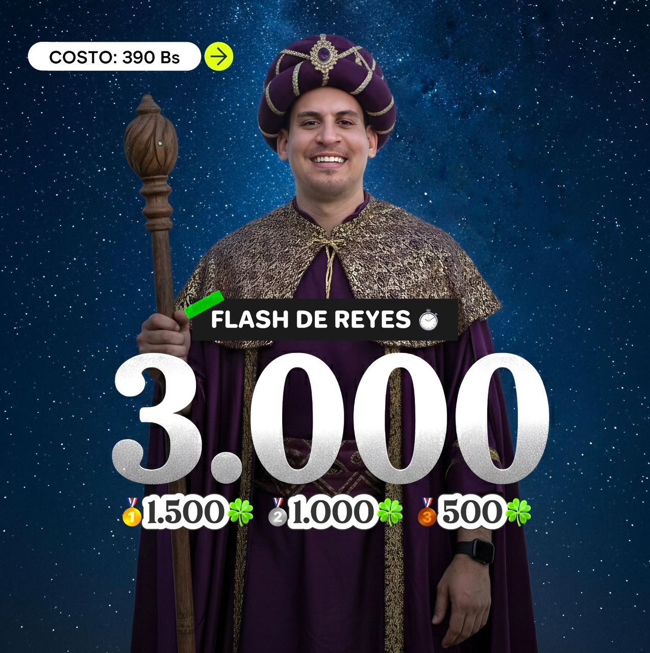 Flash de reyes 🤴:🥇1.500$ en transferencia🥈1.000$ en transferencia 🥉500$ en transferencia 💸